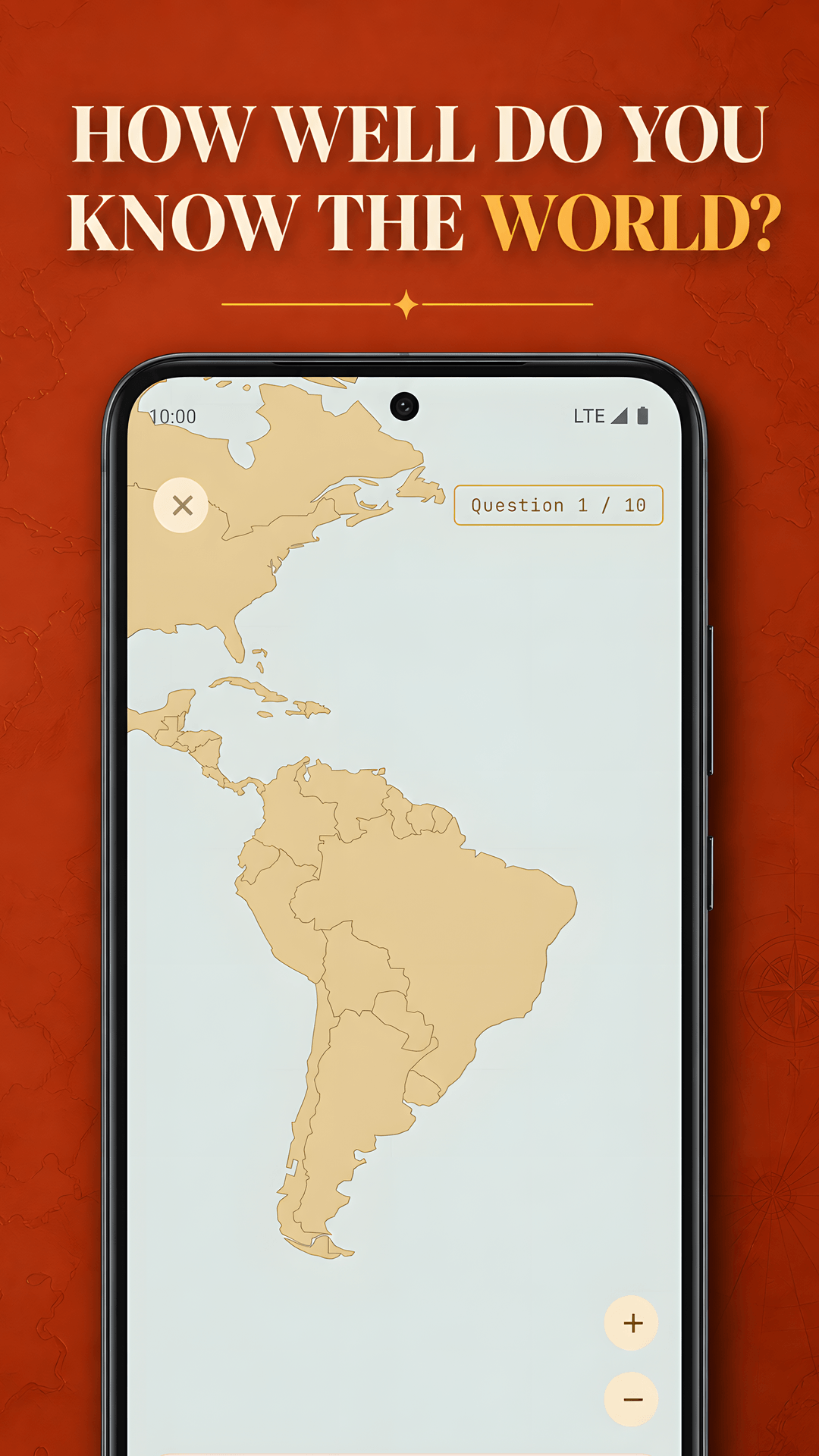 GeoSpark map quiz asks the player to locate a country in the Americas.