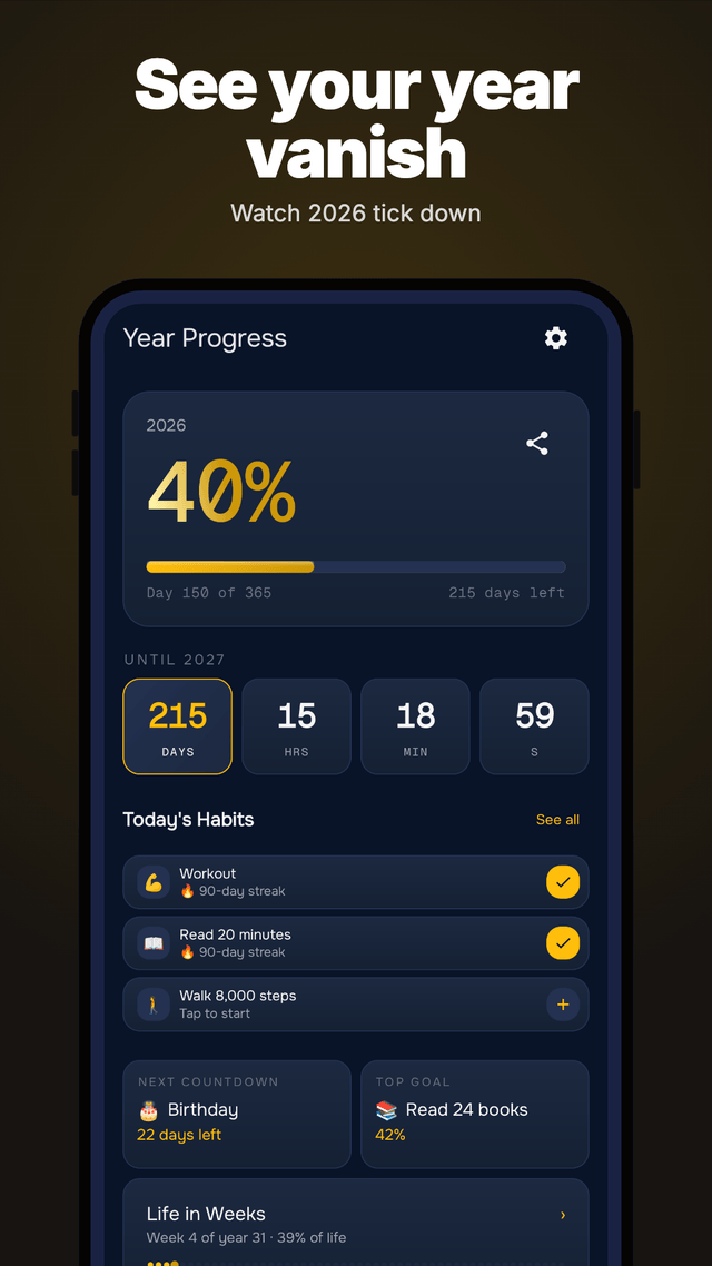 Year Progress 2026 & Goals screenshot 1