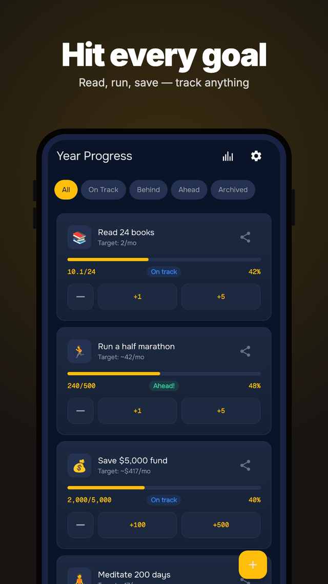 Year Progress 2026 & Goals screenshot 2
